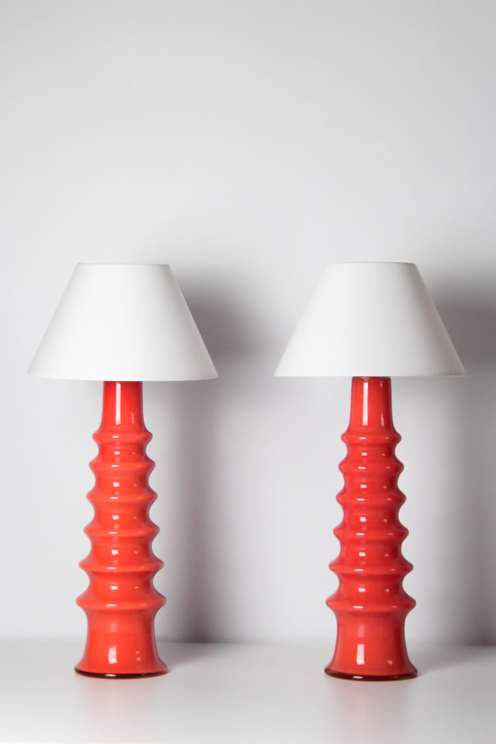 Lampes verre orange corail